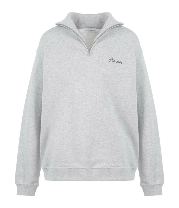 MAISON LABICHE Sweatshirt Unisexe Amour Coton Biologique Gris Clair Chiné 1