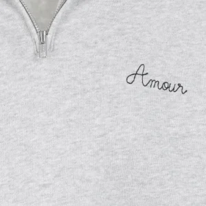 MAISON LABICHE Sweatshirt Unisexe Amour Coton Biologique Gris Clair Chiné 12