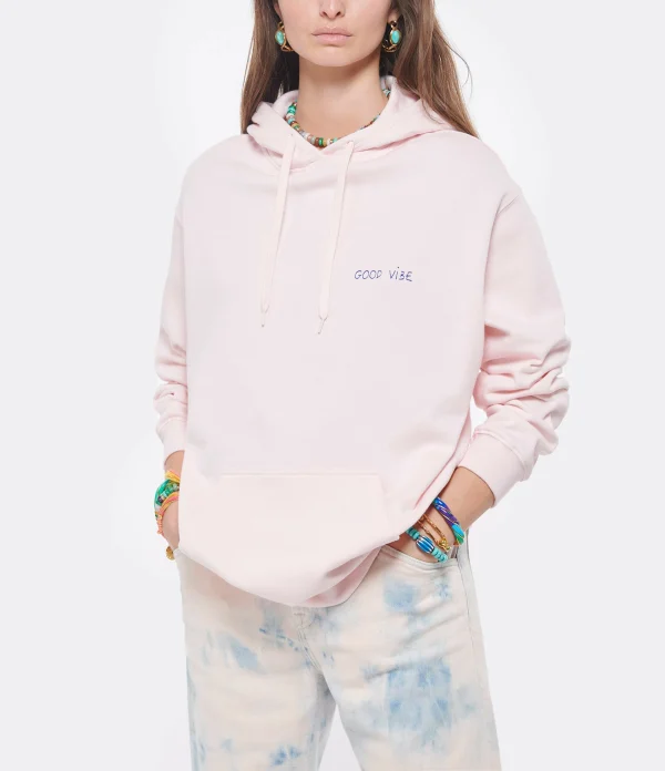 MAISON LABICHE Sweatshirt Unisexe Good Vibe Coton Biologique Rose 4