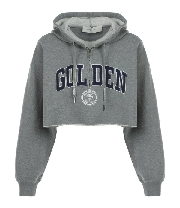 GOLDEN GOOSE Sweatshirt Crop Golden Coton Gris 1