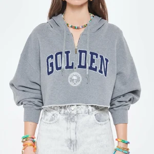 GOLDEN GOOSE Sweatshirt Crop Golden Coton Gris 12