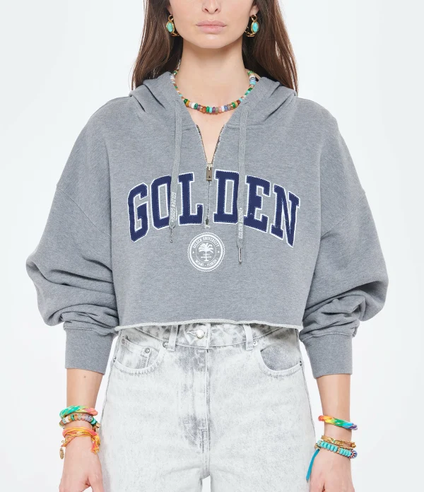 GOLDEN GOOSE Sweatshirt Crop Golden Coton Gris 4