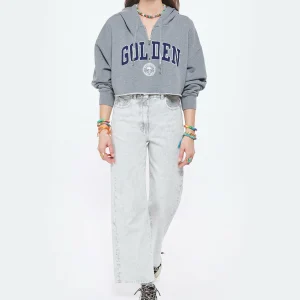 GOLDEN GOOSE Sweatshirt Crop Golden Coton Gris 14