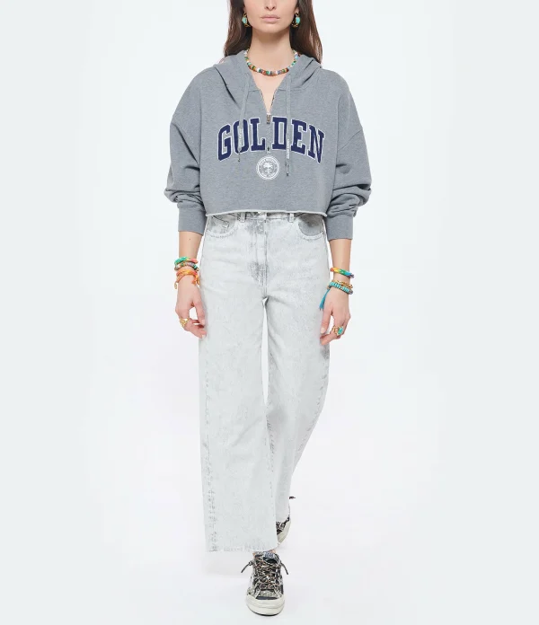 GOLDEN GOOSE Sweatshirt Crop Golden Coton Gris 5