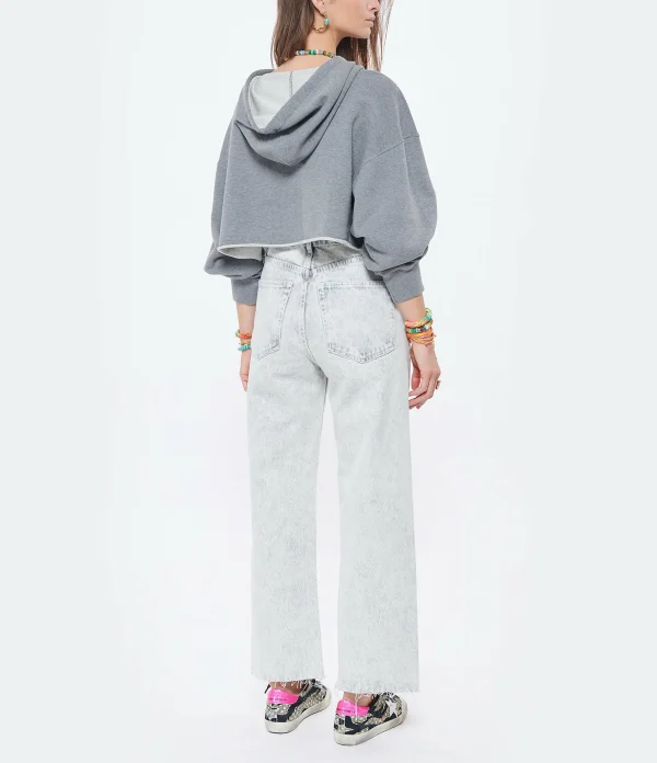 GOLDEN GOOSE Sweatshirt Crop Golden Coton Gris 6