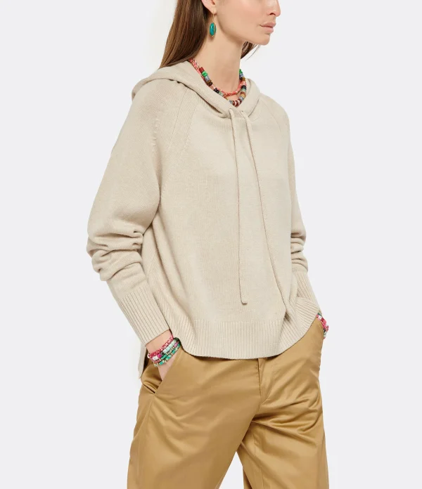 JOSEPH Sweatshirt Hoodie Soie Coton Beige 4