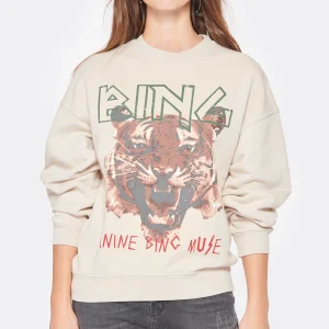 ANINE BING Sweatshirt Tiger Coton Organique Stone 11