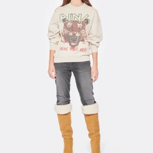 ANINE BING Sweatshirt Tiger Coton Organique Stone 13