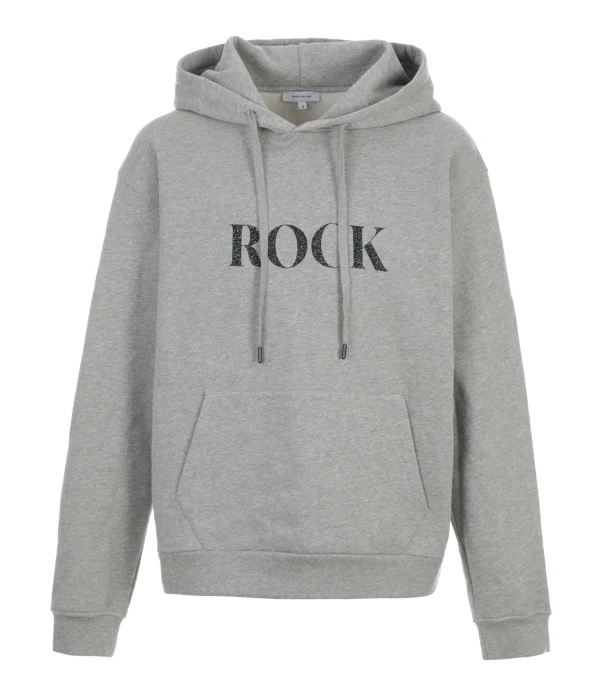 JEANNE VOULAND Sweatshirt Hoodie Gunter Coton Rock Love Gris Clair Glitter 1