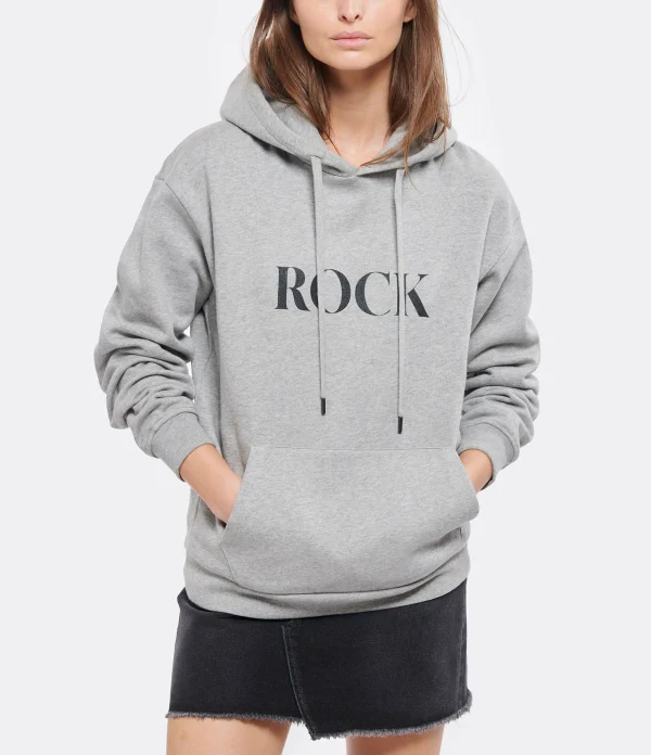 JEANNE VOULAND Sweatshirt Hoodie Gunter Coton Rock Love Gris Clair Glitter 4