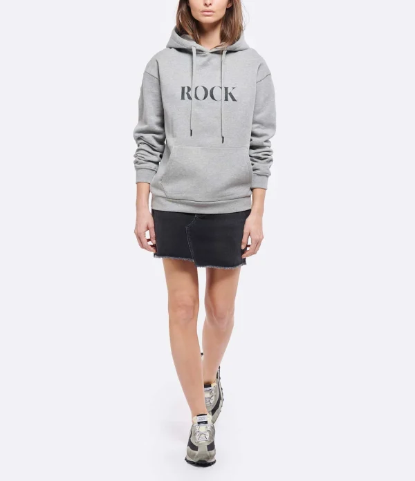 JEANNE VOULAND Sweatshirt Hoodie Gunter Coton Rock Love Gris Clair Glitter 5