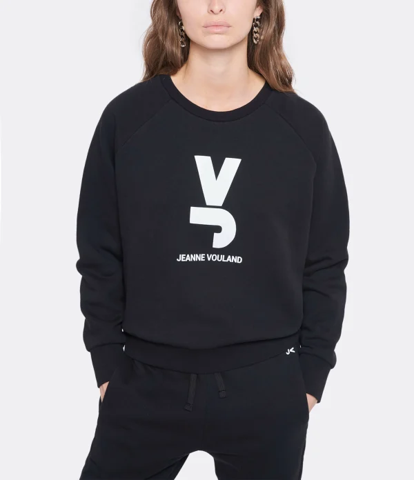 JEANNE VOULAND Sweatshirt Gais Logo JV Molleton Noir 4