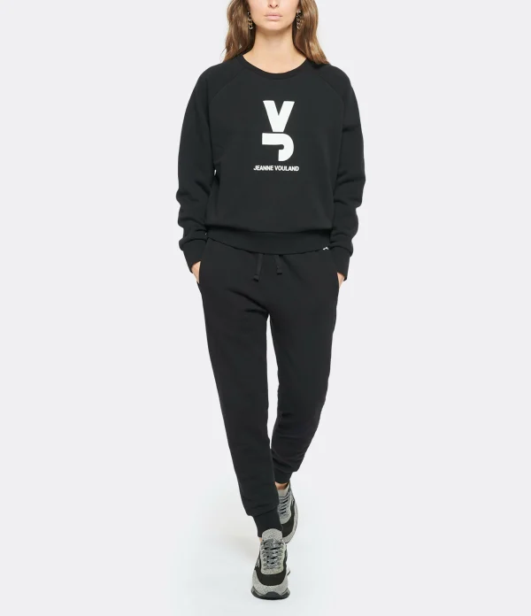 JEANNE VOULAND Sweatshirt Gais Logo JV Molleton Noir 5