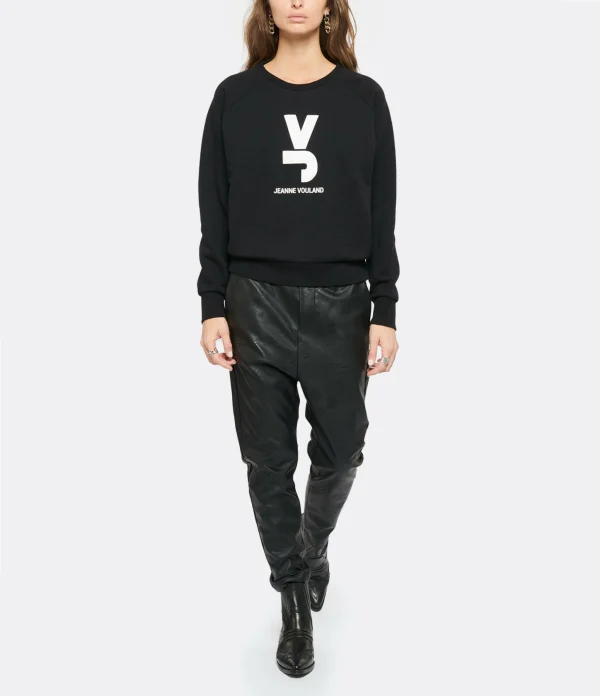 JEANNE VOULAND Sweatshirt Gais Logo JV Molleton Noir 6