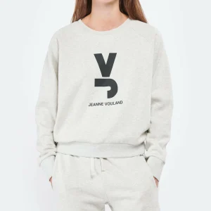 JEANNE VOULAND Sweatshirt Gais Logo JV Molleton Écru Chiné 9