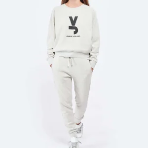 JEANNE VOULAND Sweatshirt Gais Logo JV Molleton Écru Chiné 15