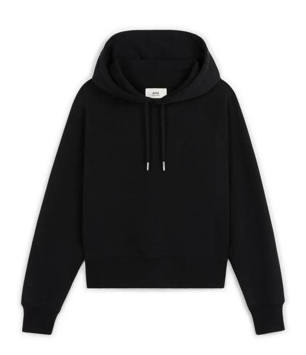 AMI PARIS Hoodie Ami De Cœur Coton Biologique Noir 1