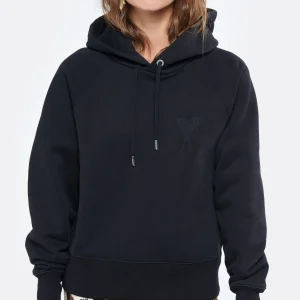 AMI PARIS Hoodie Ami De Cœur Coton Biologique Noir 8