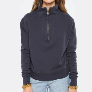 NILI LOTAN Sweatshirt Zippé Bentley Coton Navy 8