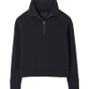 NILI LOTAN Sweatshirt Zippé Bentley Coton Noir Délavé 17