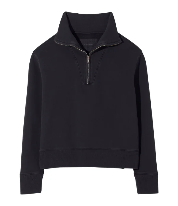 NILI LOTAN Sweatshirt Zippé Bentley Coton Noir Délavé 1