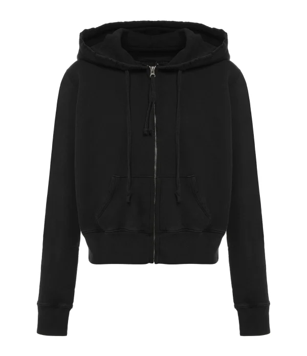 NILI LOTAN Sweatshirt Zippé Callie Coton Noir Délavé 1