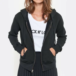 NILI LOTAN Sweatshirt Zippé Callie Coton Noir Délavé 11