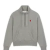 AMI PARIS Sweatshirt Zip Ami De Cœur Coton Biologique Gris 17