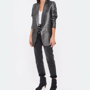 JEANNE VOULAND Veste Blazer Haivy Lin Lurex Noir Argenté 24