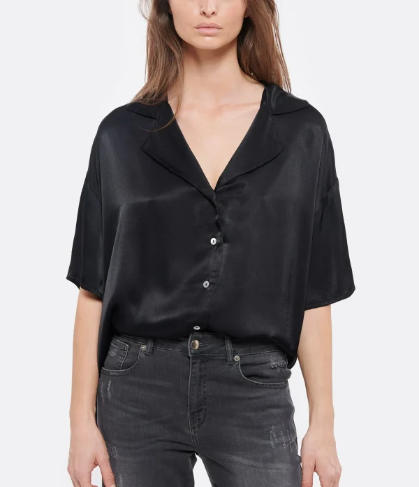 JEANNE VOULAND Chemise Hella Satin Noir 4