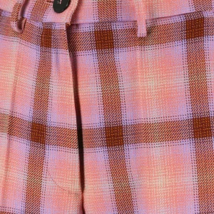 FORTE_FORTE Pantalon Tartan Laine Vierge Rose Wow 9