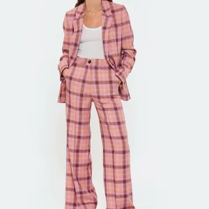 FORTE_FORTE Pantalon Tartan Laine Vierge Rose Wow 11