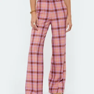 FORTE_FORTE Pantalon Tartan Laine Vierge Rose Wow 13