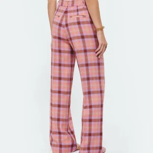 FORTE_FORTE Pantalon Tartan Laine Vierge Rose Wow 15