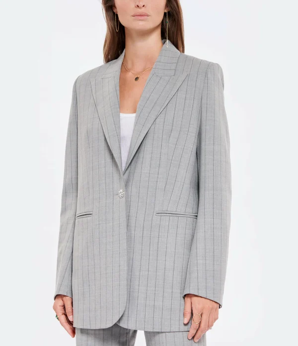 OUD Veste Blazer Sonia Laine Rayures Gris 4