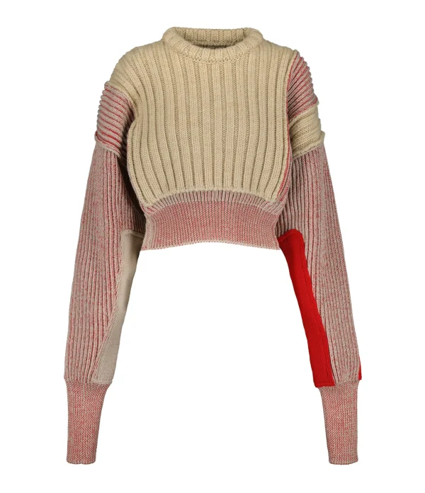 MM6 MAISON MARGIELA Pull Court Laine Beige Rouge 1