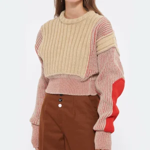 MM6 MAISON MARGIELA Pull Court Laine Beige Rouge 11