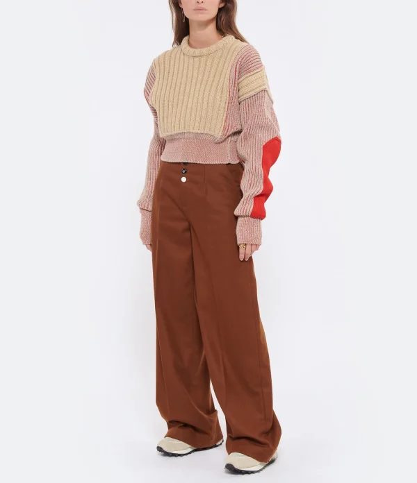 MM6 MAISON MARGIELA Pull Court Laine Beige Rouge 5