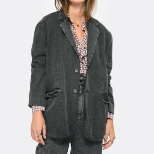 CHARLIE JOE Blazer Nolan Denim Noir Délavé 11