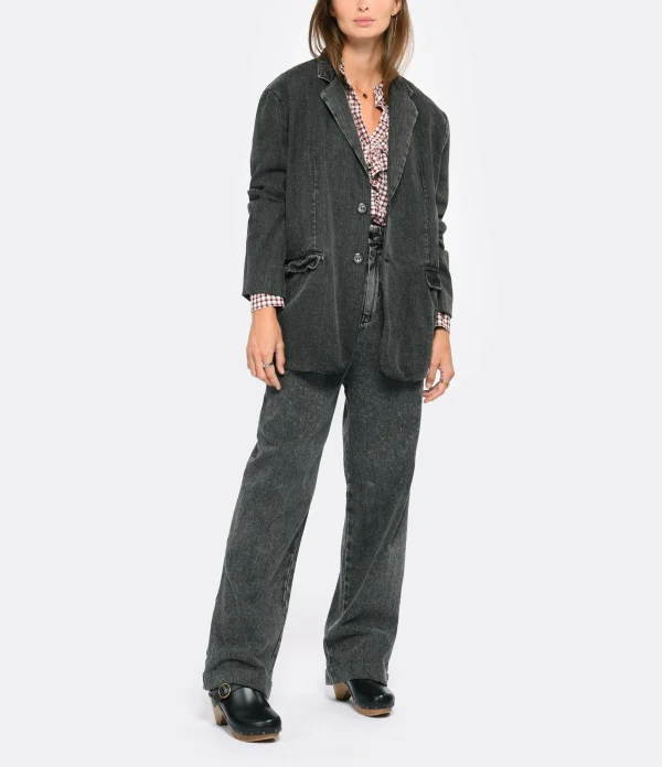 CHARLIE JOE Blazer Nolan Denim Noir Délavé 6