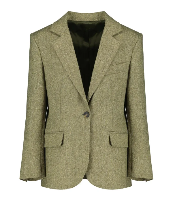 MARGAUX LONNBERG Veste Blazer Duke Laine Vert Tweed 1