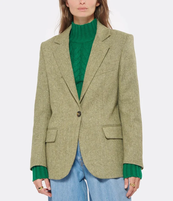 MARGAUX LONNBERG Veste Blazer Duke Laine Vert Tweed 4