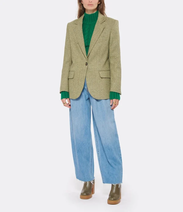 MARGAUX LONNBERG Veste Blazer Duke Laine Vert Tweed 5