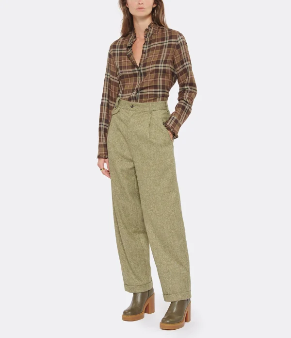 MARGAUX LONNBERG Pantalon Lucky Laine Beige Tweed 5