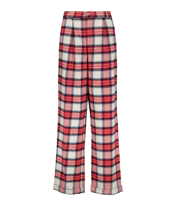 CHARLIE JOE Pantalon Julian Coton Tartan Rouge 1