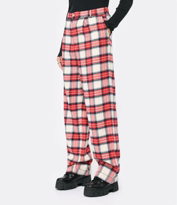 CHARLIE JOE Pantalon Julian Coton Tartan Rouge 5