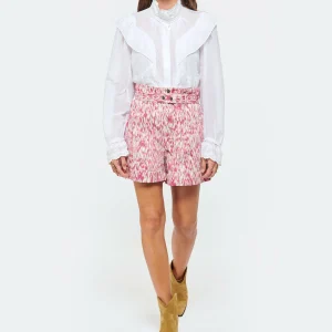 ISABEL MARANT ÉTOILE Short Kaloscoe Coton Imprimé Framboise 11