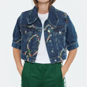 GANNI Veste Denim Imprimé Bleu 11