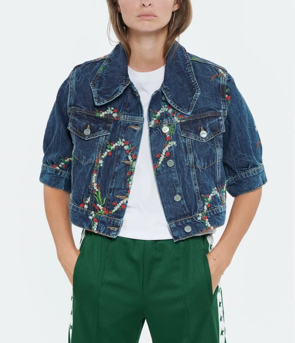 GANNI Veste Denim Imprimé Bleu 4