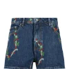 GANNI Short Denim Imprimé Bleu 22